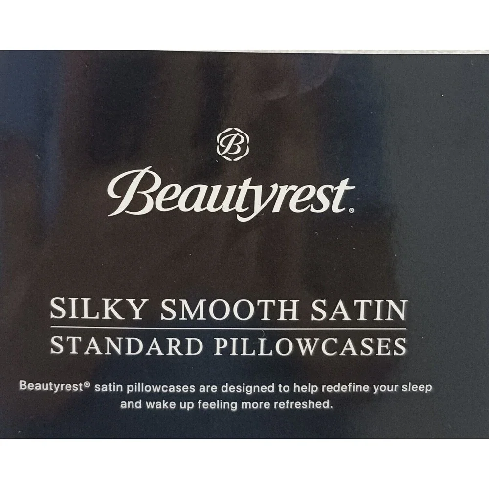 2 Pc Beautyrest STANDARD Satin Pillowcase Champagne Beige Silky Therapy Hair NEW